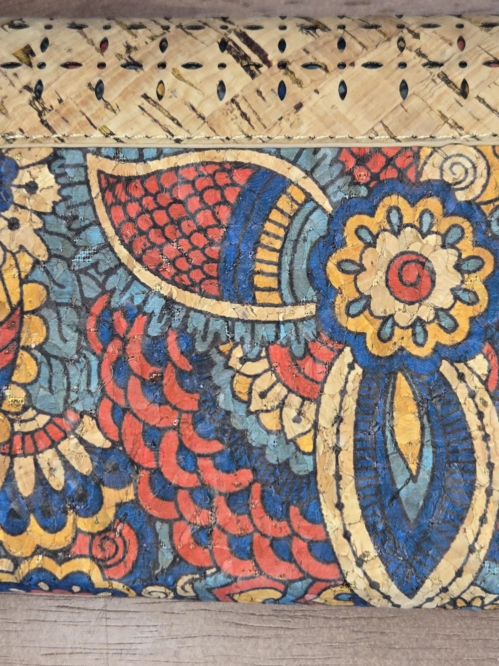 Cork Handbag Wallet Eco-Friendly Boho Floral Clutch